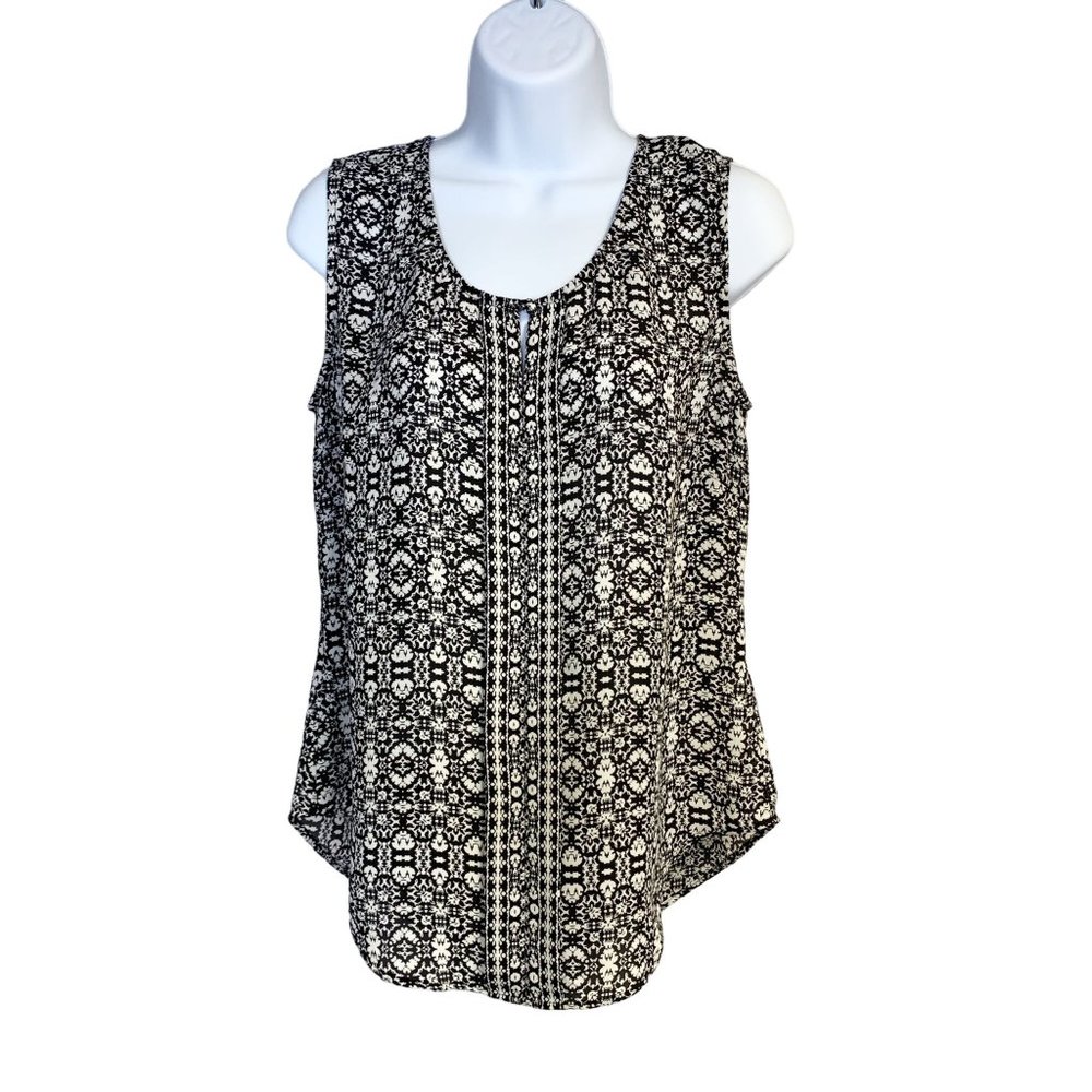 EUC Women Laundry by Shelli Segal Scoop Neck Sleeveless Printed Blouse Sz Small